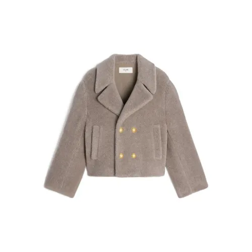 CELINE Cropped Coats Women's Gray