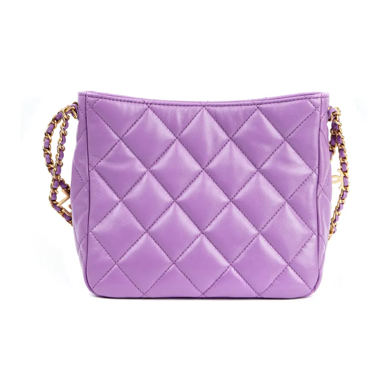 CHANEL Lambskin Hobo Bag, Tote Bag, Shopping Bag, Handbag, Shoulder Bag Women's Purple-2