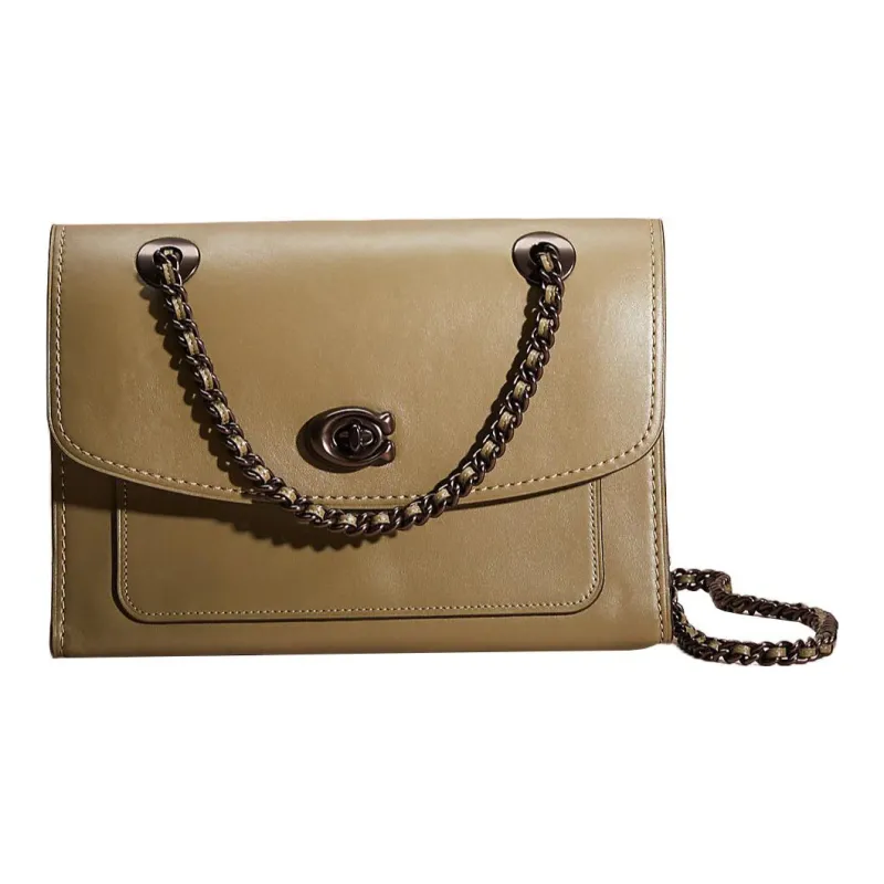 COACH Parker Genuine Leather Portable Crossbody Bag Shoulder Bag Women's Moss Green-0