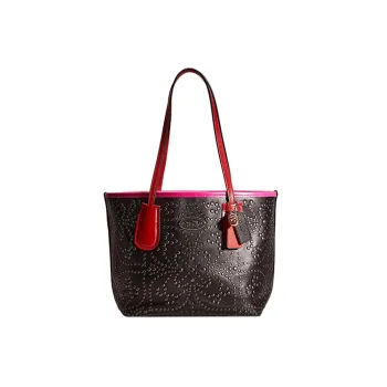 COACH Calfskin Tote Bag, Shopping Bag, Handbag, Shoulder Bag Women's Black