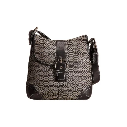 COACH Soho Iconic Jacquard Suitcase Portable Crossbody Bag Shoulder Bag Women's Gray & Black