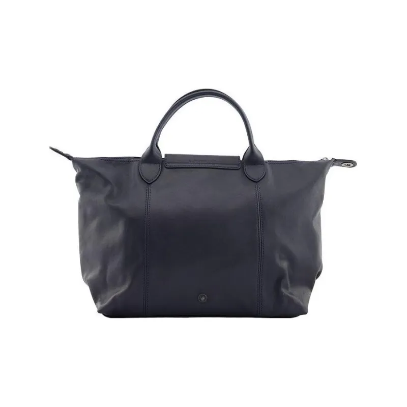 LONGCHAMP Le Pliage Cuir Leather Shoulder Bag Crossbody Bag Handbag Medium Size Women's Blue-3