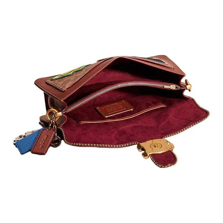 COACH Tabby Signature Coated Canvas With Delicate Calfskin Portable Crossbody Bag Shoulder Bag Women's Tan & Rust-2