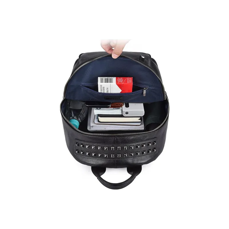 Hush Puppies Cow Leather Backpack Large Size Men's Black-4