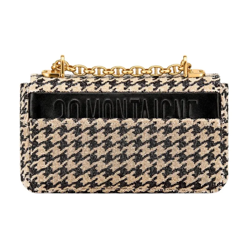 DIOR Caro Beaded Houndstooth Embroidery Shoulder Bag Crossbody Bag Small Size Women's Black/Beige-3
