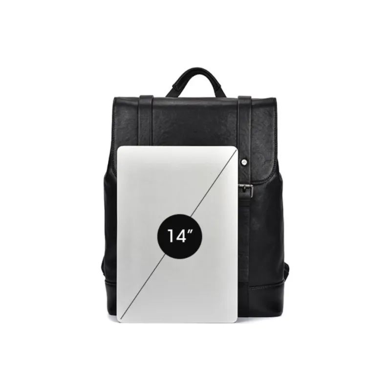 Hush Puppies Vegetable Tanned Top Grain Cow Leather Backpack Tubas Men's Black-3