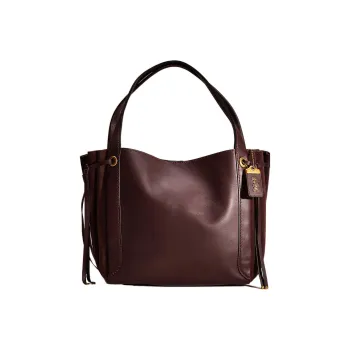 COACH Harmony Glove Tanned Leather With Suede Accents One Shoulder Handbags Large Size Women's Ox Blood Red