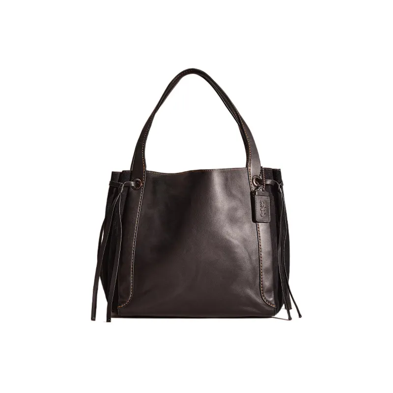 COACH Harmony Glove Tanned Leather With Suede Accents HOBO Bag Shoulder Handbag Large Size Women's Black-0