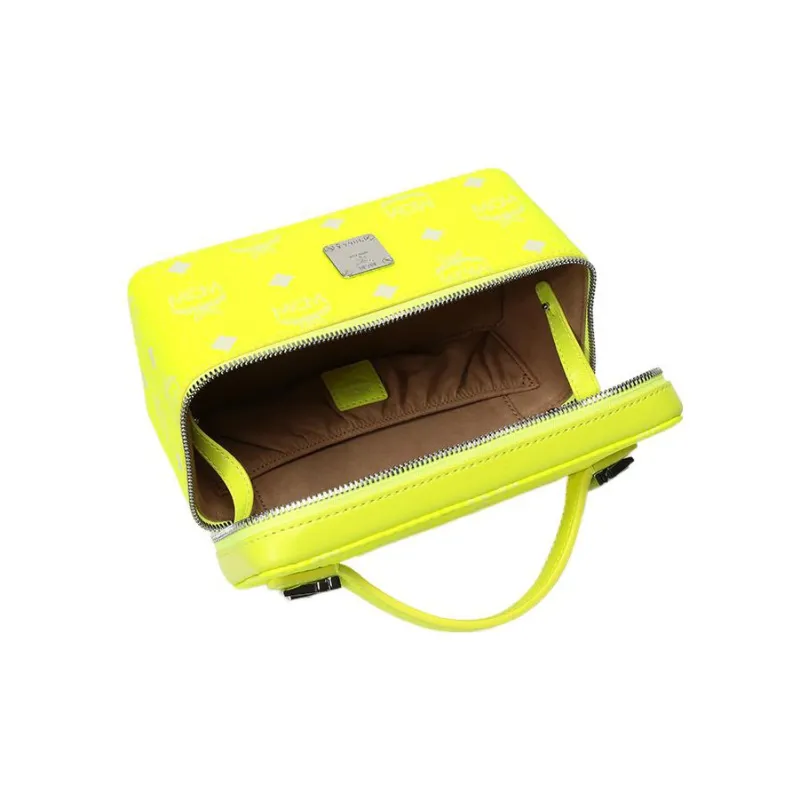 MCM Coated Canvas Box Bag Makeup Bag Shoulder Bag Crossbody Bag Handbag Regular Women's Lemon Yellow-4