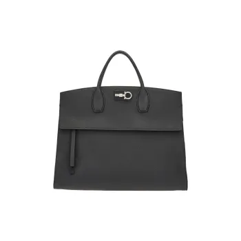 FERRAGAMO Studio Cow Leather Tote Bag Shopping Bag Handbag Men's Black