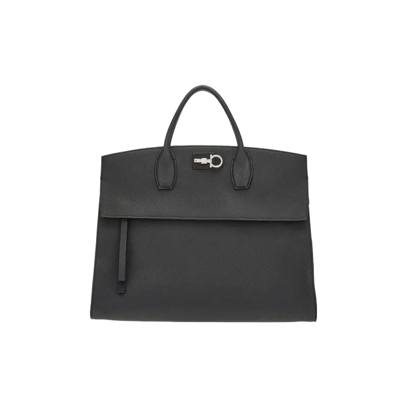 FERRAGAMO Studio Cow Leather Tote Bag Shopping Bag Handbag Men's Black-0