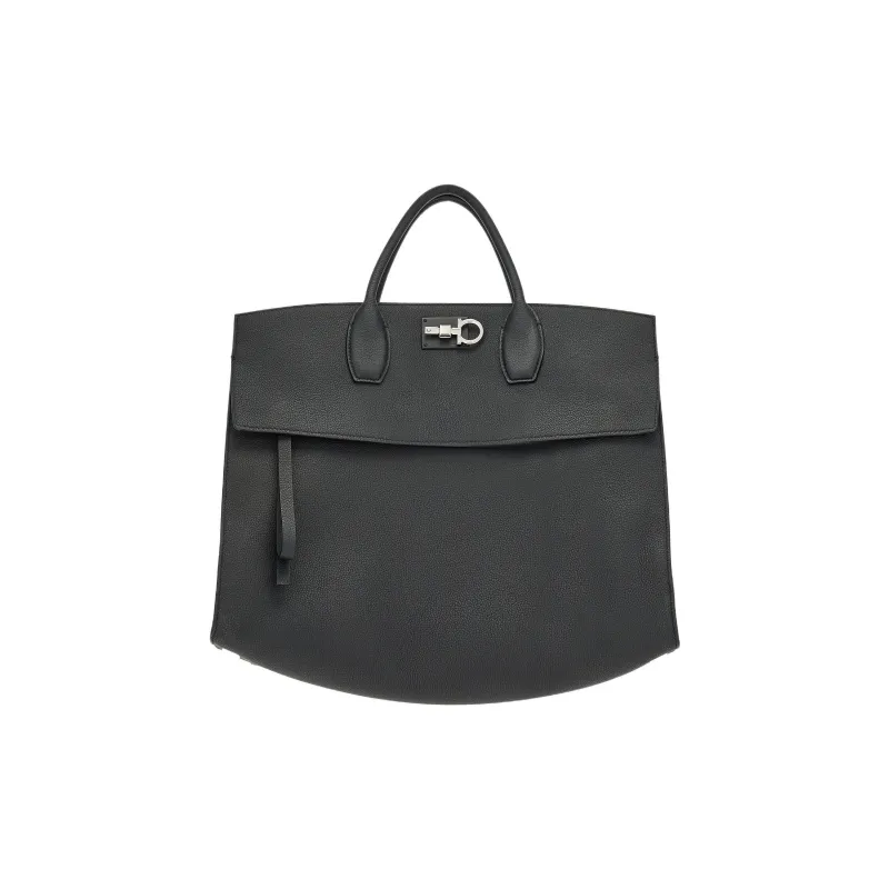FERRAGAMO Studio Cow Leather Tote Bag Shopping Bag Handbag Men's Black-3