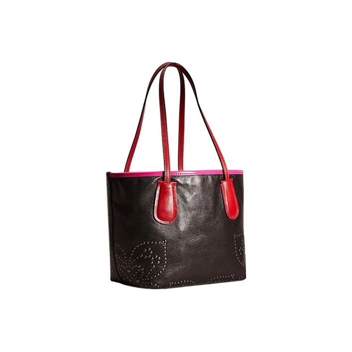 COACH Calfskin Tote Bag, Shopping Bag, Handbag, Shoulder Bag Women's Black-1