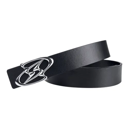 OMTO Hot Girl Y2K Trendy Ins Advanced Heightening Street Logo Metal Emblem Pin Buckle Small Lightning Belt Unisex Black