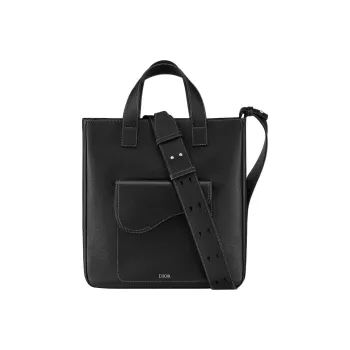 DIOR Saddle Grained Calfskin Horseback Tote Bag Shopping Bag Shoulder Bag Crossbody Bag Handbag Men's Black