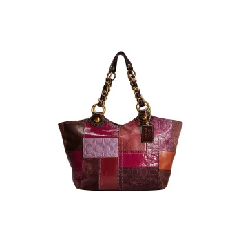 COACH Bleecker Leather Tote Bag, Shopping Bag, Handbag, Shoulder Bag Women's Brass & Multicolor