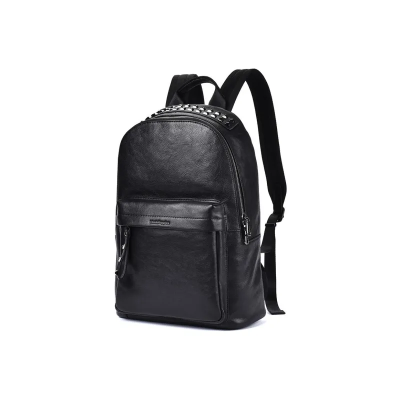 Hush Puppies Cow Leather Backpack Large Size Men's Black-1