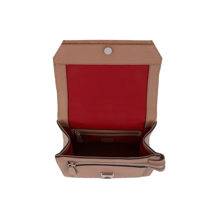 LANCEL Grained Cow Leather Smooth Cow Leather Shoulder Bag Crossbody Bag Handbag Women's Brown-3