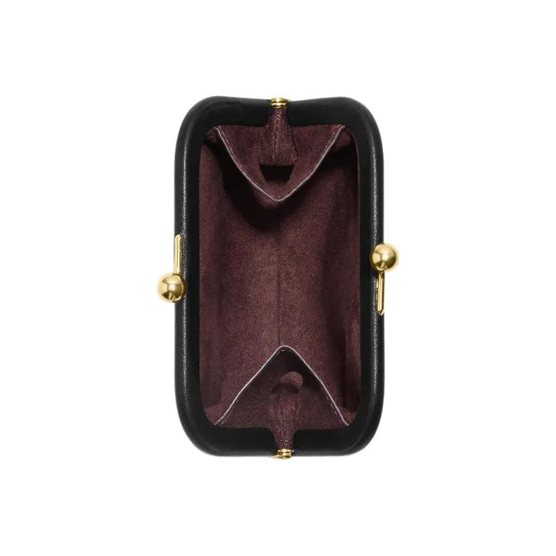 COACH Kisslock Coated Canvas With Smooth Leather Coin Purses Card Holders Regular Women's Brown Black-1