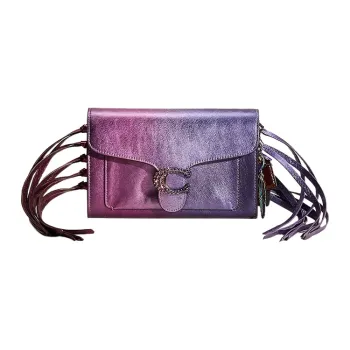 COACH Tabby Leather One Shoulder Crossbody Clutches Small Size Women's Metal Purple/Metal Pink