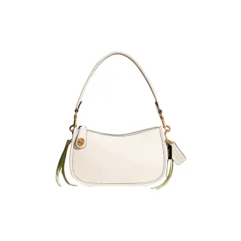 COACH Swinger Glove Tanned Leather Handbag Shoulder Bag Crossbody Bag Medium Size Women's Chalk White
