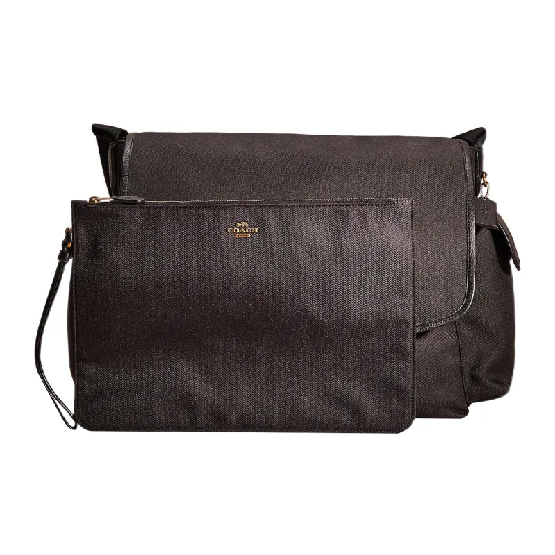 COACH Nylon With Pebbled Leather Messenger Bag, Shoulder Bag, Crossbody Bag Tubas Men's Black-1