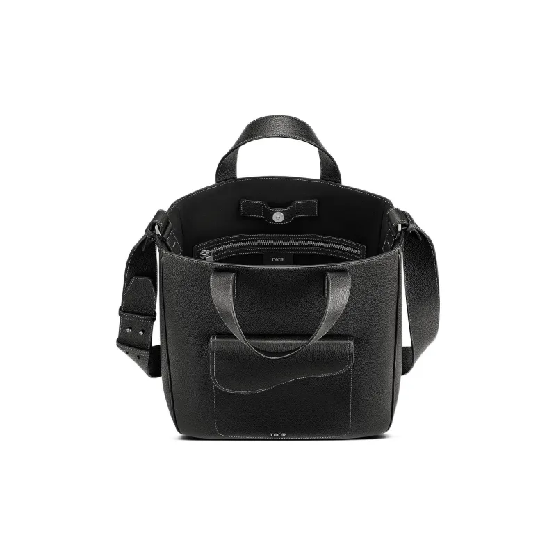 DIOR Saddle Grained Calfskin Horseback Tote Bag Shopping Bag Shoulder Bag Crossbody Bag Handbag Men's Black-1