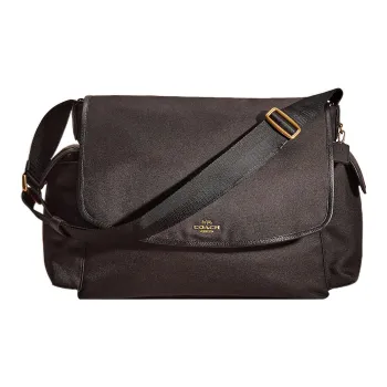 COACH Nylon With Pebbled Leather Messenger Bag, Shoulder Bag, Crossbody Bag Tubas Men's Black