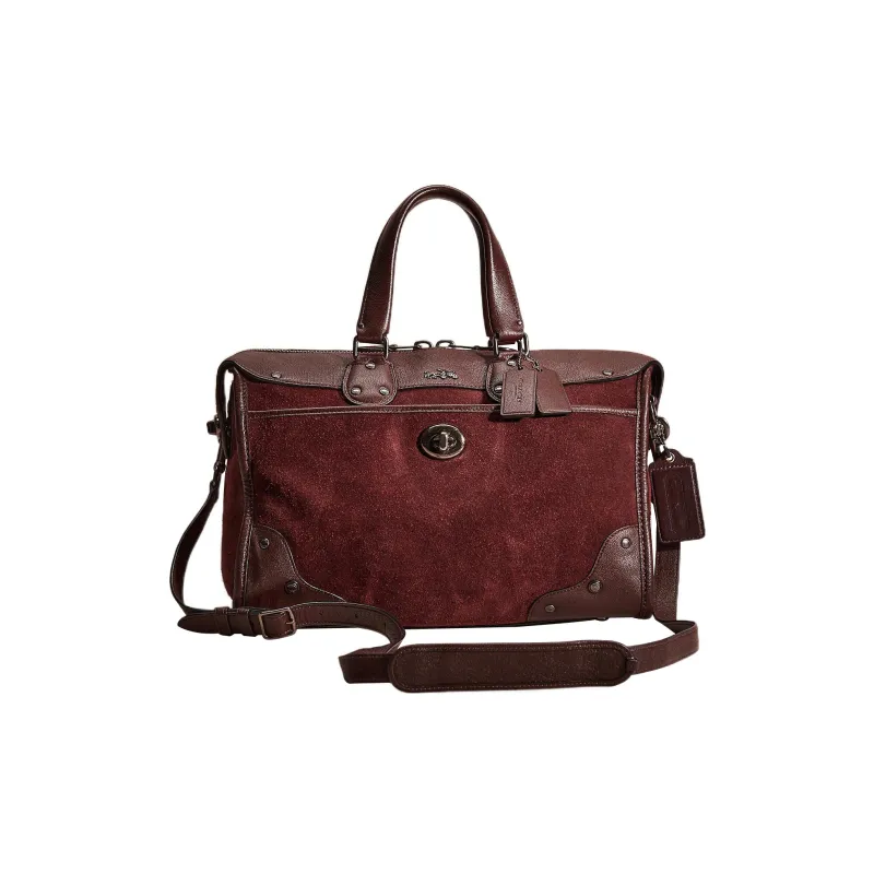 COACH Rhyder Leather With Suede Shoulder Bag, Crossbody Bag, Handbag Large Size Women's Ox Blood Red-0