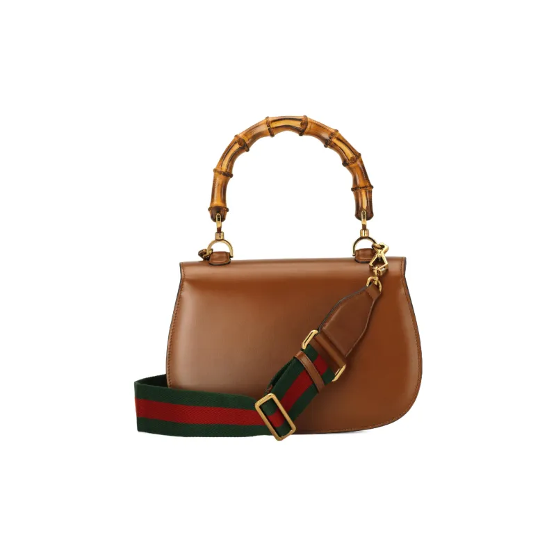 GUCCI Bamboo 1947 Leather Shoulder Bag, Crossbody Bag, Handbag Medium Size Women's Brown-2