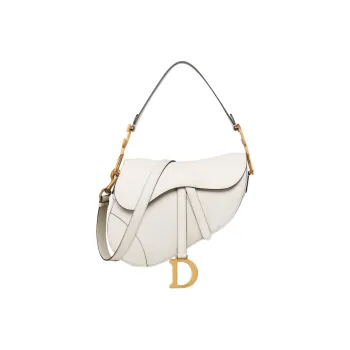 DIOR Saddle Grained Calfskin Saddle Bag Shoulder Bag Crossbody Bag Handbag Women's Milk White