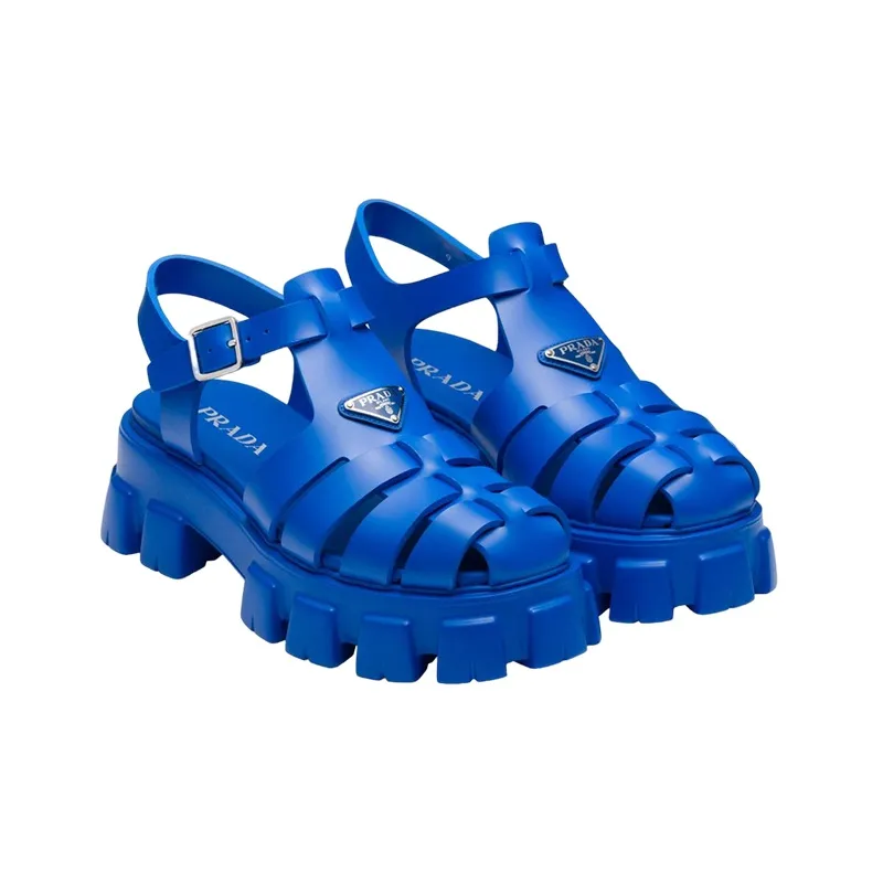 PRADA Rubber Sandal 'Sapphire Blue'-3