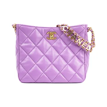 CHANEL Lambskin Hobo Bag, Tote Bag, Shopping Bag, Handbag, Shoulder Bag Women's Purple
