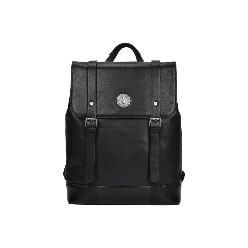Hush Puppies Vegetable Tanned Top Grain Cow Leather Backpack Tubas Men's Black-0