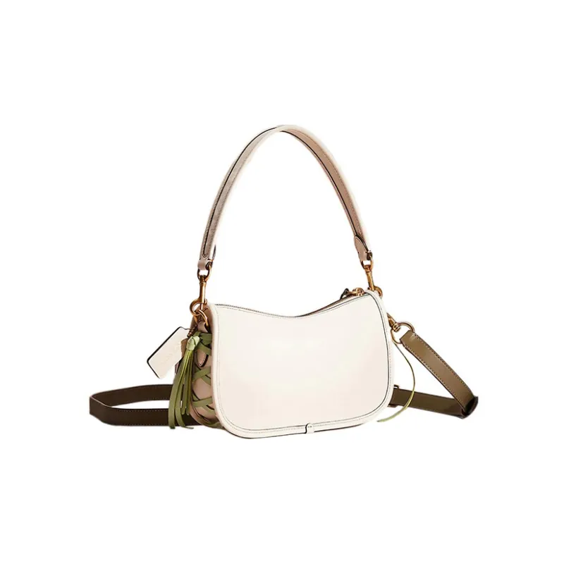 COACH Swinger Glove Tanned Leather Handbag Shoulder Bag Crossbody Bag Medium Size Women's Chalk White-1