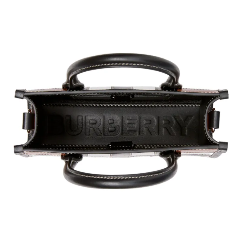 Burberry Cow Leather Tote Bag Shopping Bag Shoulder Bag Crossbody Bag Handbag Mini Men's Tan-4