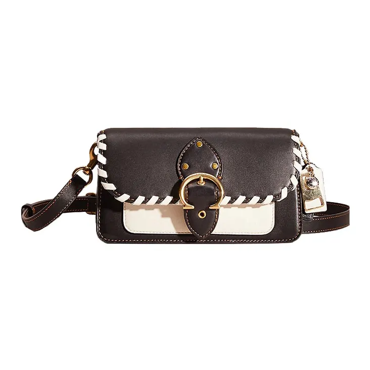 COACH Beat Glove Tanning Clutch, Shoulder Bag, Crossbody Bag Women's Black & White-0
