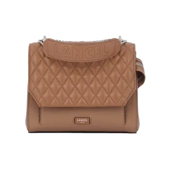 LANCEL Grained Cow Leather Smooth Cow Leather Shoulder Bag Crossbody Bag Handbag Women's Brown