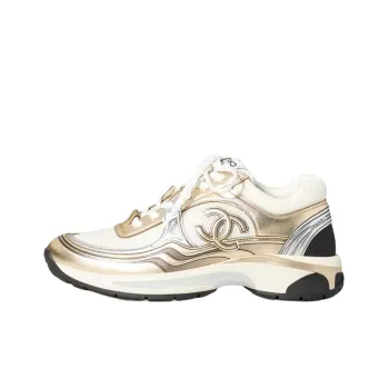 CHANEL Women's Cc Logo Sneaker 'White Gold Silver' Women's