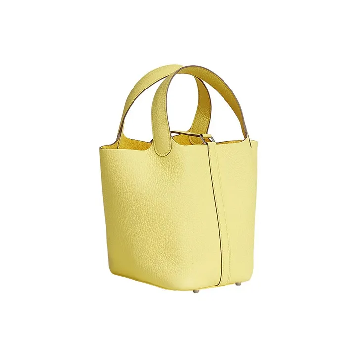HERMES Picotin Clemence Bullock Leather Basket Bag Handbag Bucket Bag 18 Women's 0Y Limoncello Lemon Liqueur-2