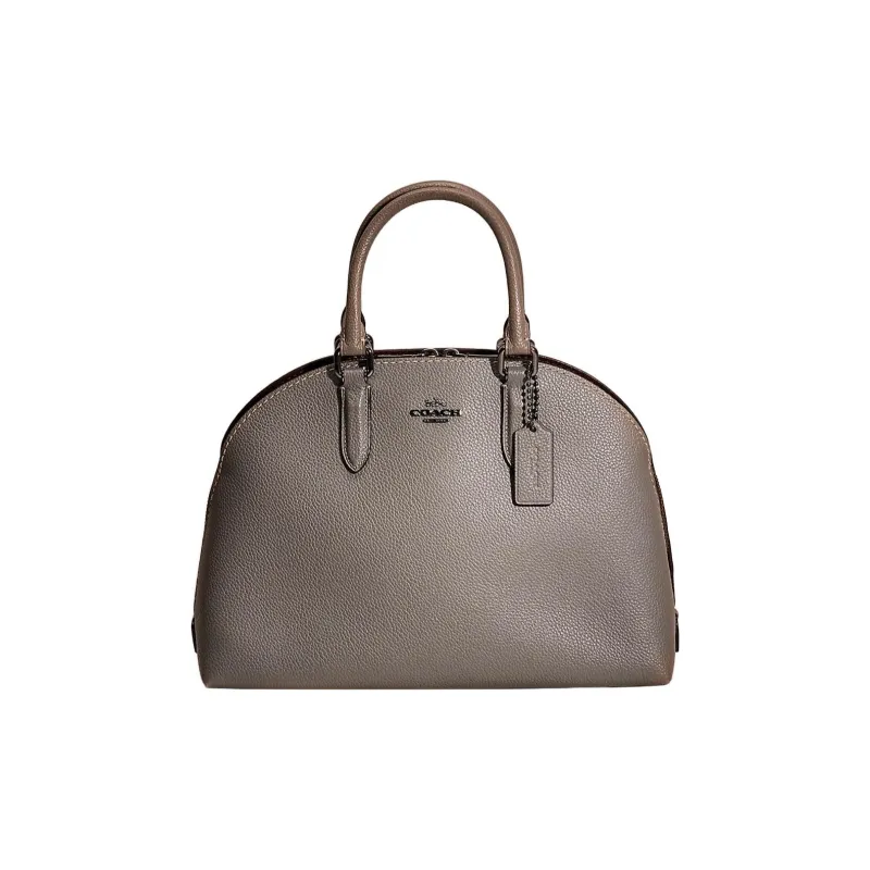 COACH Quinn Pebbled Leather Briefcase Shoulder Bag Crossbody Bag Handbag Large Size Women's Heather Gray-0