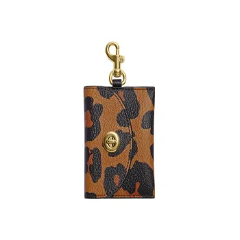 COACH Card Case Coated Canvas With Smooth Leather Business Card Holder Card Case Mini Women's Brown Black