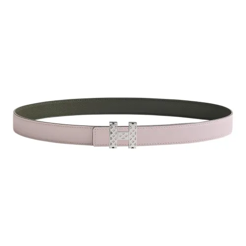HERMES Leather Belts Women's Light Purple/Gray Green