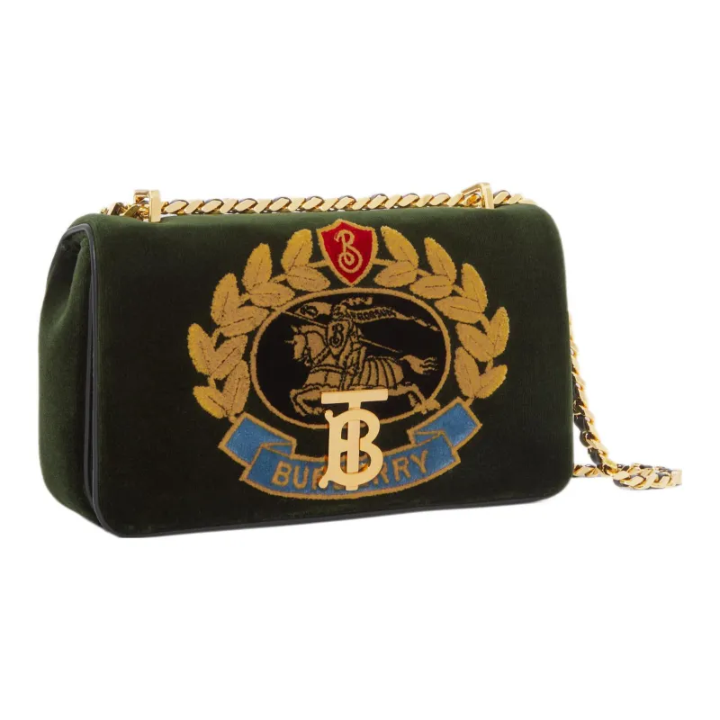 Burberry Lola Bag Cotton With Calfskin Crossbody Bag Shoulder Bag Women's Green-1
