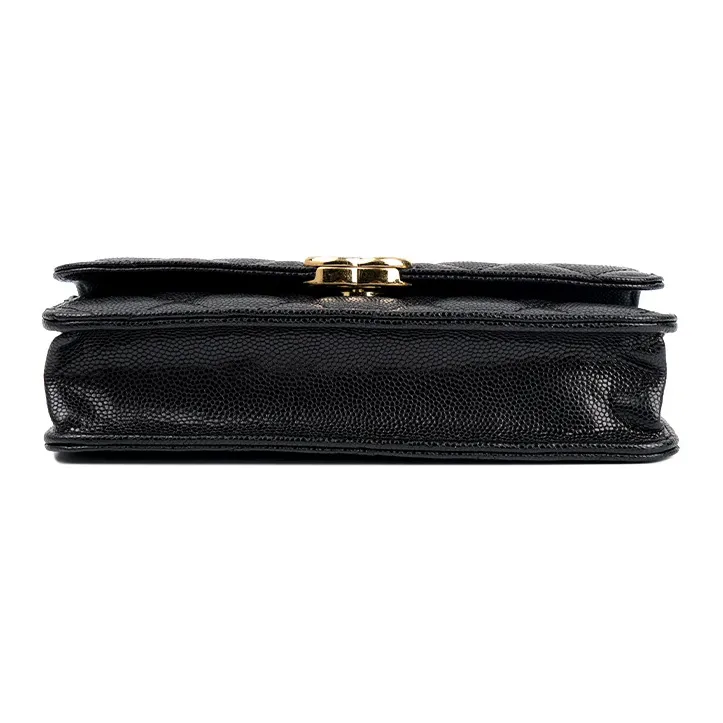 CHANEL 22K Autumn And Winter Grain Embossed Cow Leather Shoulder Bag, Crossbody Bag Women's Black-4