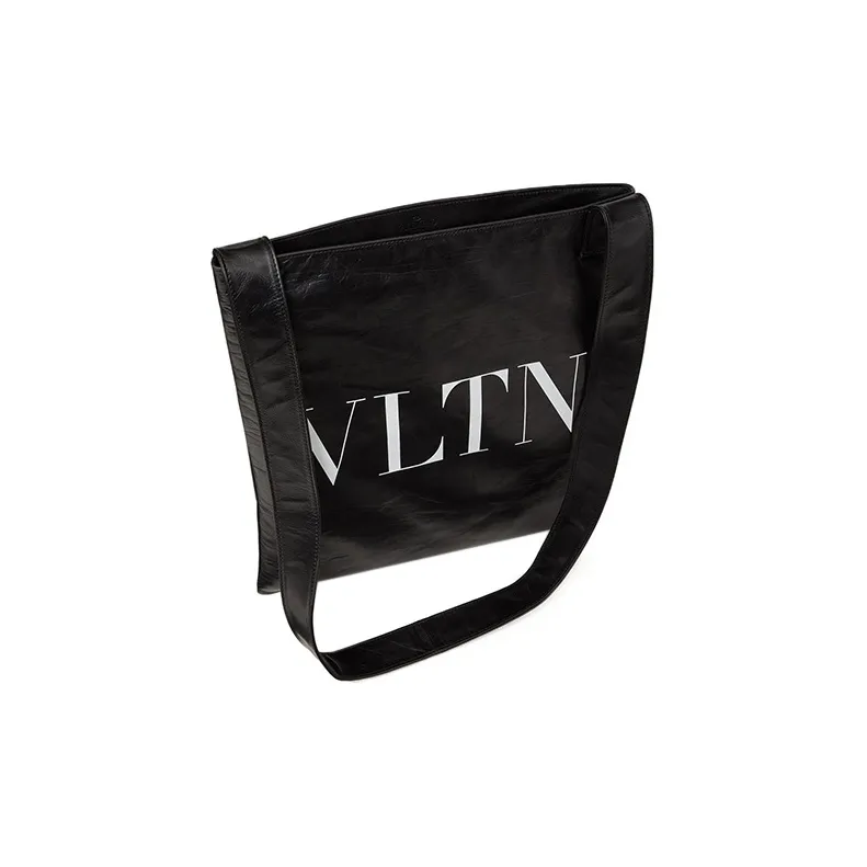 Valentino Calfskin Shopping Bag Shoulder Bag Crossbody Bag Men's White/Black-2