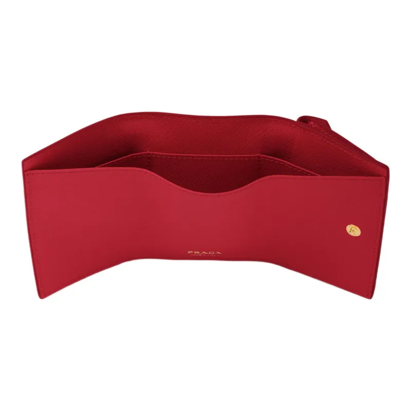PRADA Saffiano Leather Wallet Small Size Women's Red-3
