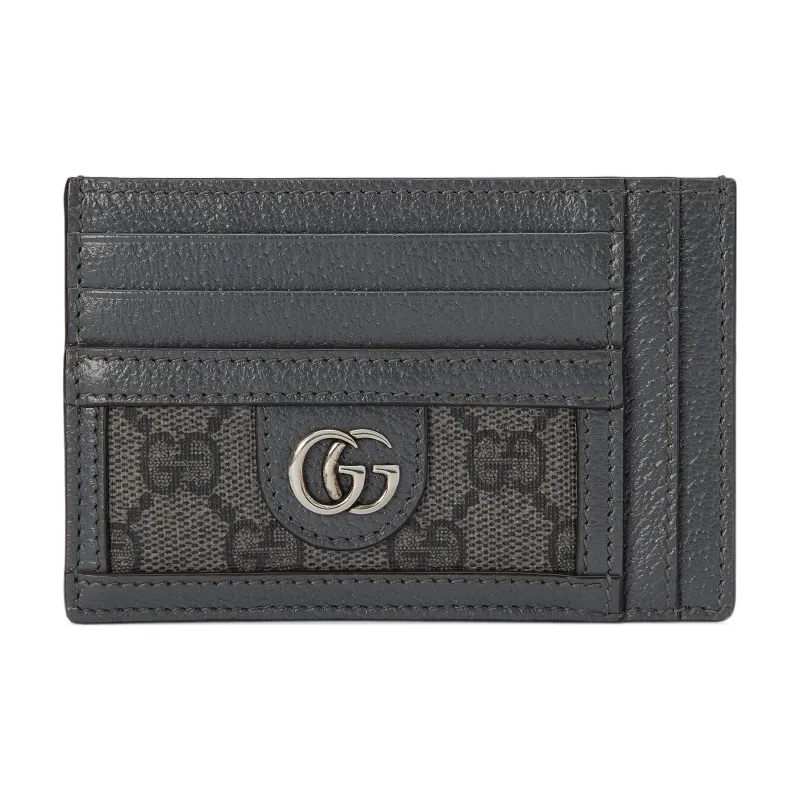 GUCCI Ophidia Canvas With Leather Trim Business Card Holder Card Case Men's Gray/Black-0