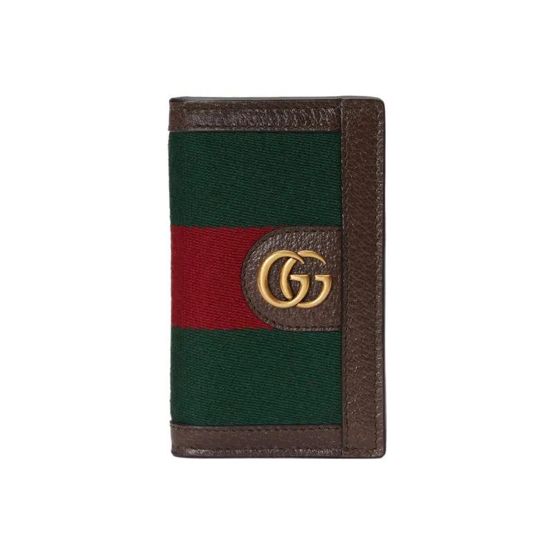 GUCCI Canvas With Leather Wallet Men's Brown/Green/Red-0