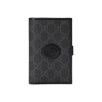 GUCCI Canvas Card Holder, Wallet, Passport Holder Men's Black